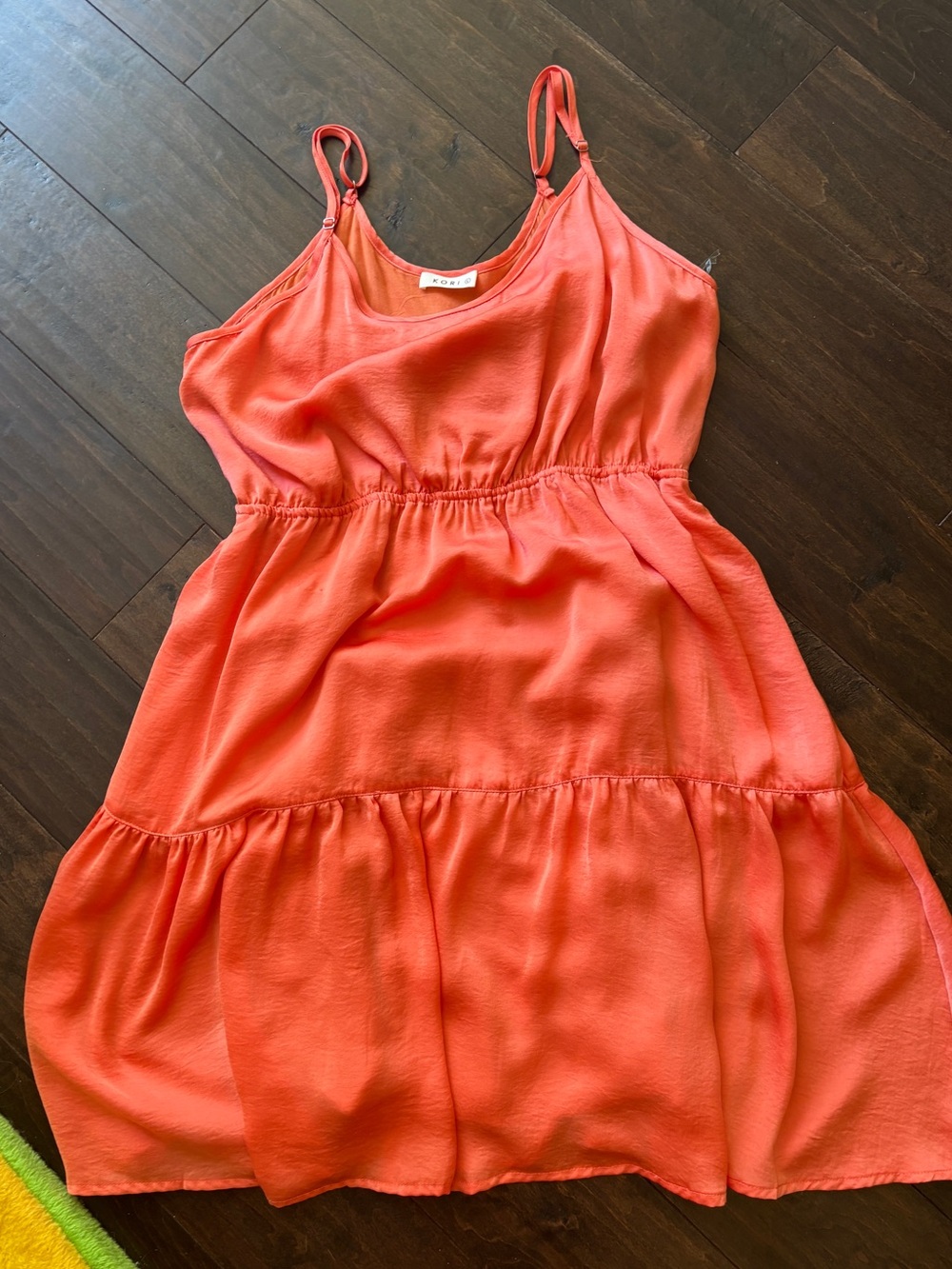 Kori Coral Tiered Spaghetti-Strap Casual Dress